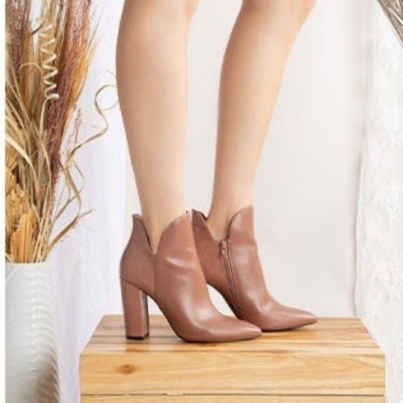 Mocha Ankle Booties with Embossed Detailing - Picture 6 of 6